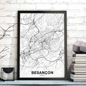 BESANCON France carte affiche ville natale ville impression moderne décor à la maison bureau décoration mur art dortoir chambre cadeau