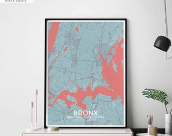 BRONX New York USA map poster black white Hometown City Print Modern Home Decor Office Decoration Wall Art Dorm Bedroom Gift