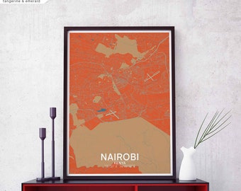 NAIROBI Kenya map poster black white Hometown City Print Modern Home Decor Office Decoration Wall Art Dorm Bedroom Gift