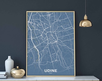 UDINE Italy map poster color Hometown City Print Modern Home Decor Office Decoration Wall Art Dorm Bedroom Gift