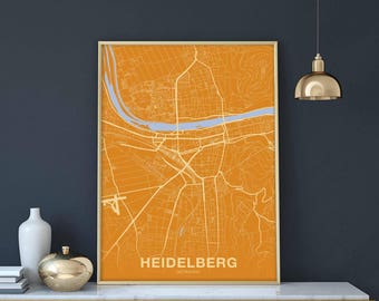 HEIDELBERG Germany map poster color Hometown City Print Modern Home Decor Office Decoration Wall Art Dorm Bedroom Gift