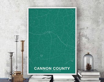 CANNON COUNTY Tennessee TN usa poster color Hometown City Print Modern Home Decor Office Decoration Wall Art Dorm Bedroom Gift