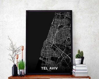 TEL AVIV Israel map poster Hometown City Print Modern Home Decor Office Decoration Wall Art Dorm Bedroom Gift