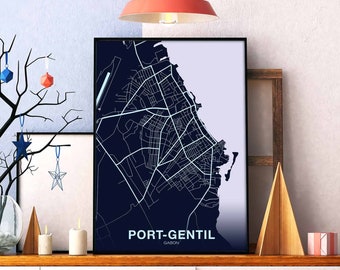 PORT-GENTIL Gabon map poster color Hometown City Print Modern Home Decor Office Decoration Wall Art Dorm Bedroom Gift