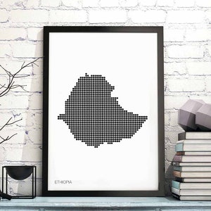 ÄTHIOPIEN minimal dots retro Karte schwarz weiß Wand Dekor Design modern schweizerisch skandinavisch Einweihungsparty