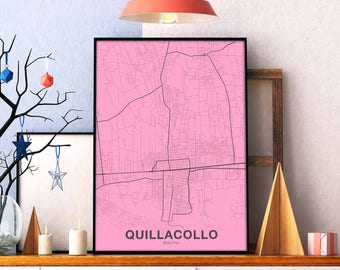 QUILLACOLLO Bolivia map poster color Hometown City Print Modern Home Decor Office Decoration Wall Art Dorm Bedroom Gift