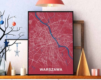 WARSZAWA Poland poster color Hometown City Print Modern Home Decor Office Decoration Wall Art Dorm Bedroom Gift