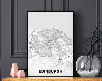 EDINBURGH Great Britain GB UK map poster black white Hometown City Print Modern Home Decor Office Decoration Wall Art Dorm Bedroom Gift