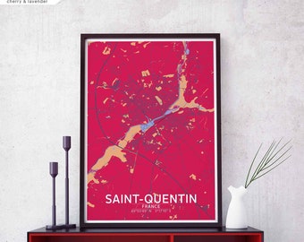 SAINT-QUENTIN France map poster black white Hometown City Print Modern Home Decor Office Decoration Wall Art Dorm Bedroom Gift