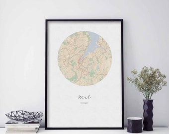 KIEL Germany map poster wall decor design modern minimal nordic travel bedroom home art vintage retro dorm nursery housewarming