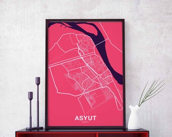 ASYUT Egypt poster color Hometown City Print Modern Home Decor Office Decoration Wall Art Dorm Bedroom Gift