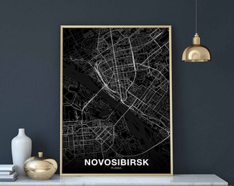 NOVOSIBIRSK Russia map poster black white Hometown City Print Modern Home Decor Office Decoration Wall Art Dorm Bedroom Gift