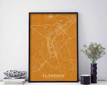 FLORENCE Kentucky KY USA map poster color Hometown City Print Modern Home Decor Office Decoration Wall Art Dorm Bedroom Gift