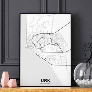URK Nederland kaart poster Woonplaats Stad Print Modern Home Decor Kantoor Decoratie Wall Art Slaapzaal Slaapkamer Cadeau