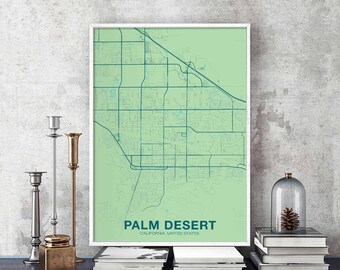 PALM DESERT California CA usa map poster color Hometown City Print Modern Home Decor Office Decoration Wall Art Dorm Bedroom Gift