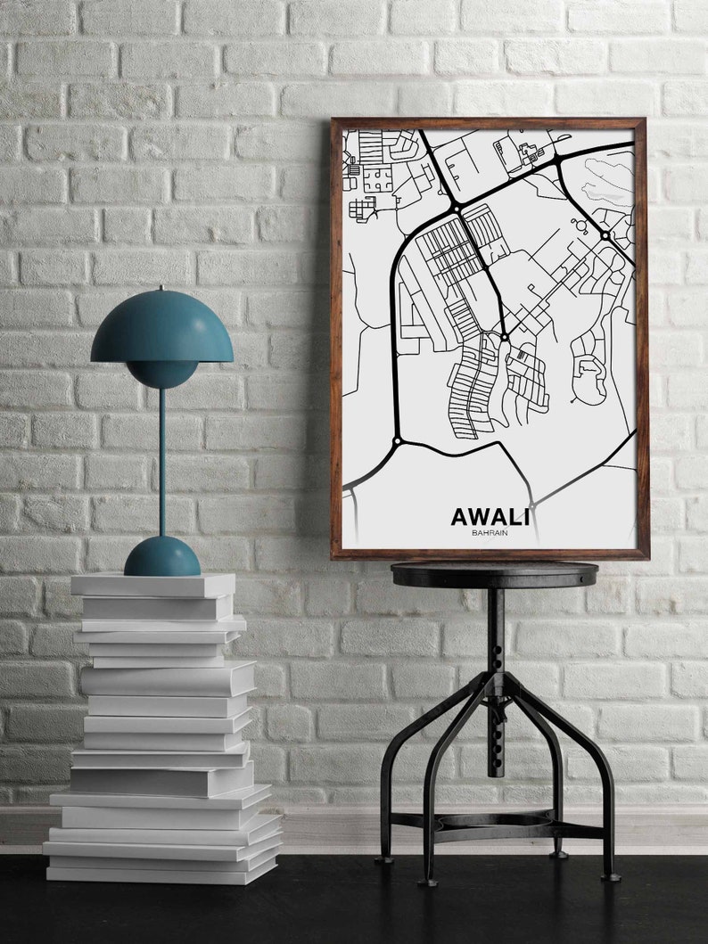 AWALI Bahrain Map Poster Hometown City Print Modern Home Decor Office ...