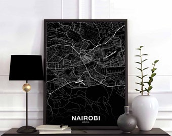 NAIROBI Kenya map poster Hometown City Print Modern Home Decor Office Decoration Wall Art Dorm Bedroom Gift