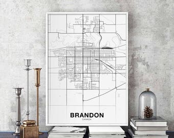 BRANDON Canada map poster Hometown City Print Modern Home Decor Office Decoration Wall Art Dorm Bedroom Gift