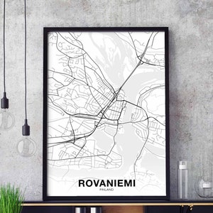 ROVANIEMI, Finlande, carte, affiche, ville natale, ville, impression, moderne, décoration intérieure, bureau, décoration, mur, art, dortoir, chambre, cadeau