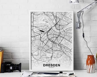 DRESDEN Germany map poster Hometown City Print Modern Home Decor Office Decoration Wall Art Dorm Bedroom Gift