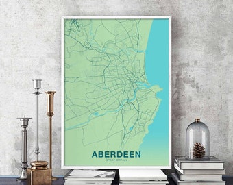 ABERDEEN Great Britain poster color Hometown City Print Modern Home Decor Office Decoration Wall Art Dorm Bedroom Gift
