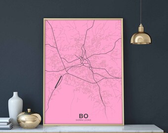 BO Sierra Leone poster color Hometown City Print Modern Home Decor Office Decoration Wall Art Dorm Bedroom Gift