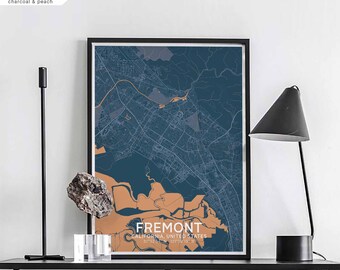 FREMONT California usa map poster black white Hometown City Print Modern Home Decor Office Decoration Wall Art Dorm Bedroom Gift