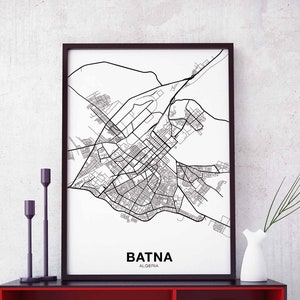BATNA Algérie carte affiche ville natale ville impression moderne décor à la maison bureau décoration art mural dortoir chambre cadeau
