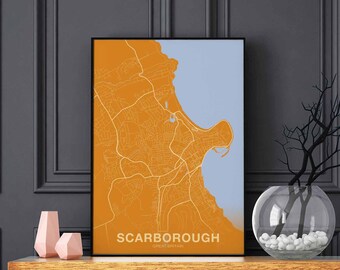SCARBOROUGH Great Britain UK map poster color Hometown City Print Modern Home Decor Office Decoration Wall Art Dorm Bedroom Gift