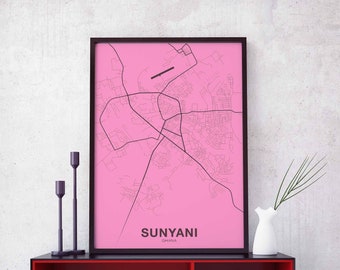 SUNYANI Ghana poster color Hometown City Print Modern Home Decor Office Decoration Wall Art Dorm Bedroom Gift