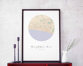 BRIGHTON HOVE Great Britain UK map poster wall decor design modern minimal nordic travel bedroom home art vintage retro dorm nursery