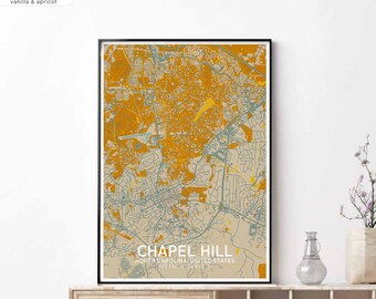 CHAPEL HILL North Carolina USA map poster black white Hometown City Print Modern Home Decor Office Decoration Wall Art Dorm Bedroom Gift