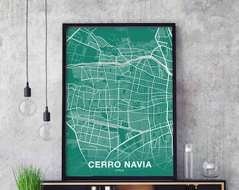 CERRO NAVIA Chile map poster color Hometown City Print Modern Home Decor Office Decoration Wall Art Dorm Bedroom Gift