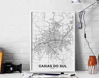 CAXIAS DO SUL Brazil map poster Hometown City Print Modern Home Decor Office Decoration Wall Art Dorm Bedroom Gift