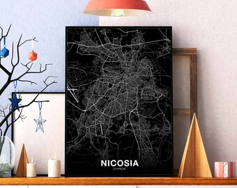 NICOSIA Cyprus map poster Hometown City Print Modern Home Decor Office Decoration Wall Art Dorm Bedroom Gift