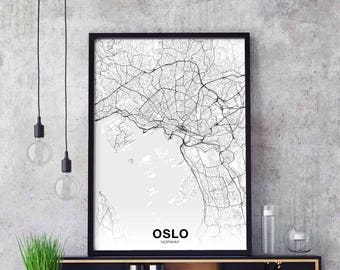 OSLO Norway map poster Hometown City Print Modern Home Decor Office Decoration Wall Art Dorm Bedroom Gift