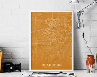 DEARBORN Michigan MI USA poster color Hometown City Print Modern Home Decor Office Decoration Wall Art Dorm Bedroom Gift