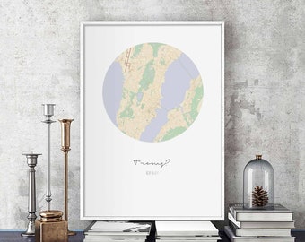 TROMSO Norway map poster wall decor design modern minimal nordic travel bedroom home art vintage retro dorm nursery housewarming