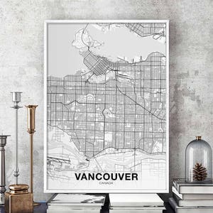 VANCOUVER Canada carte affiche ville natale ville impression moderne décor à la maison bureau décoration art mural dortoir chambre cadeau