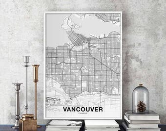 VANCOUVER Canada map poster Hometown City Print Modern Home Decor Office Decoration Wall Art Dorm Bedroom Gift