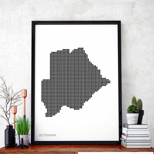 BOTSWANA minimal dots retro Landkarte schwarz weiß Wand Dekor Design modern schweizerisch skandinavisch Einweihungsparty