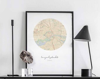 INGOLSTADT Germany map poster wall decor design modern minimal nordic travel bedroom home art vintage retro dorm nursery housewarming