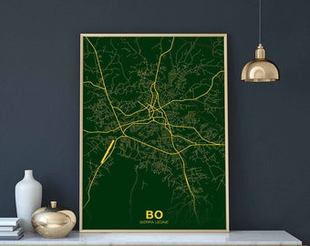 BO Sierra Leone poster color Hometown City Print Modern Home Decor Office Decoration Wall Art Dorm Bedroom Gift