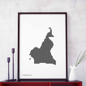KAMERUNN Minimal Dots Retro Landkarte schwarz weiß Wand Dekor Design modern schweizerisch skandinavisch Einweihungsparty