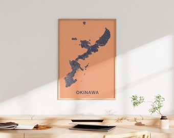 OKINAWA Japan map poster Hometown City Print Modern Home Decor Office Decoration Wall Art Dorm Bedroom Gift