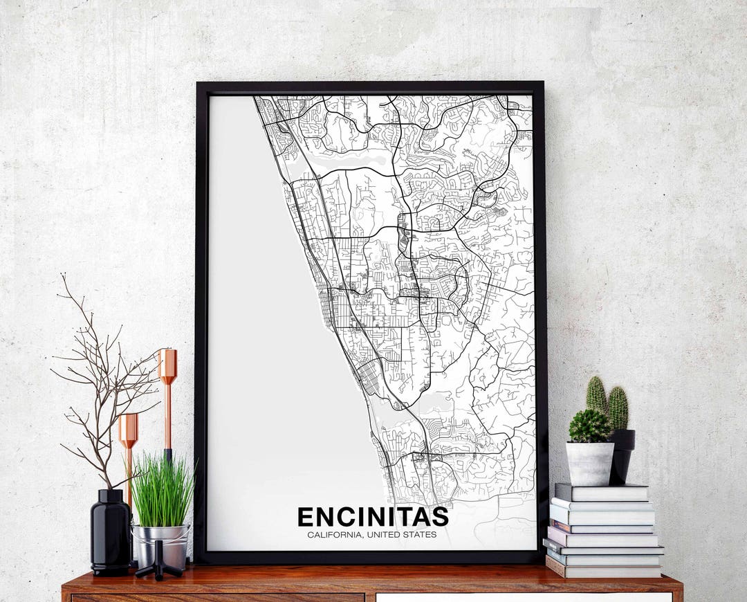 ENCINITAS California CA USA Map Poster Black White Hometown City Print ...