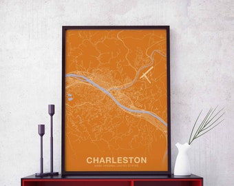CHARLESTON West Virginia WV USA poster color Hometown City Print Modern Home Decor Office Decoration Wall Art Dorm Bedroom Gift