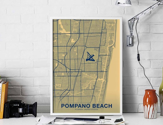 Pompano Beach Florida Fl Usa Poster Color Hometown City Print Etsy