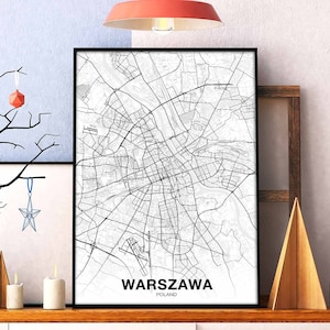 WARSZAWA varsova pologne carte affiche ville natale ville impression moderne décor à la maison bureau décoration mur art dortoir chambre cadeau