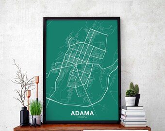 ADAMA Ethiopia map poster color Hometown City Print Modern Home Decor Office Decoration Wall Art Dorm Bedroom Gift